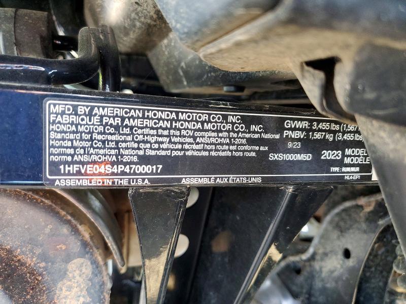 65278686 :رقم المزاد ، 1HFVE04S4P4700017 vin ، 2023 Honda Pioneer مزاد بيع