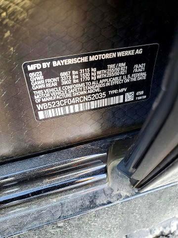Продажа на аукционе авто 2024 Bmw Ix, vin: WB523CF04RCN52035, номер лота: 61433916