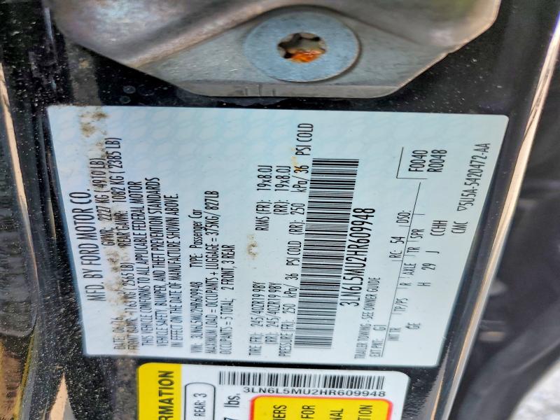 Aukcja sprzedaży 2017 Lincoln Mkz, vin: 3LN6L5MU2HR609948, numer aukcji: 64593926
