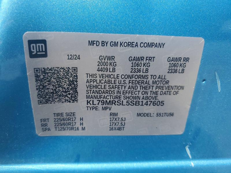 63394456 :رقم المزاد ، KL79MRSL5SB147605 vin ، 2025 Chevrolet Trailblazer مزاد بيع