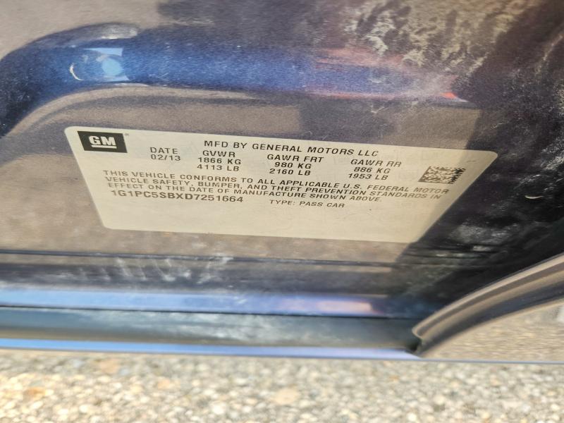 2013 Chevrolet Cruze მანქანა იყიდება აუქციონზე, vin: 1G1PC5SBXD7251664, აუქციონის ნომერი: 64321786