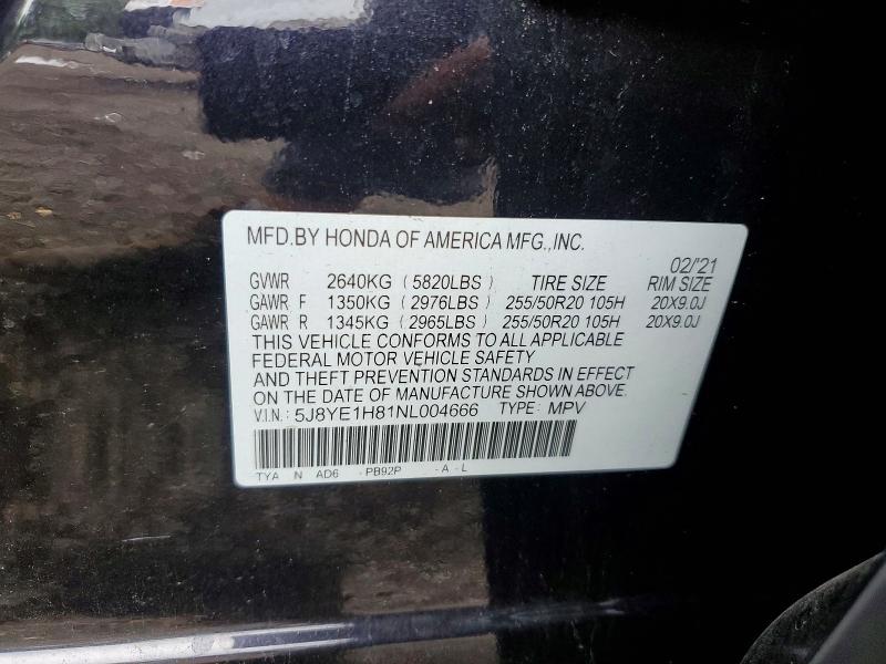 2022 Acura Mdx მანქანა იყიდება აუქციონზე, vin: 5J8YE1H81NL004666, აუქციონის ნომერი: 64720656