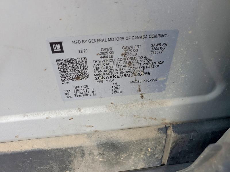 Aukcja sprzedaży 2021 Chevrolet Equinox, vin: 2GNAXKEV5M6126259, numer aukcji: 63818786
