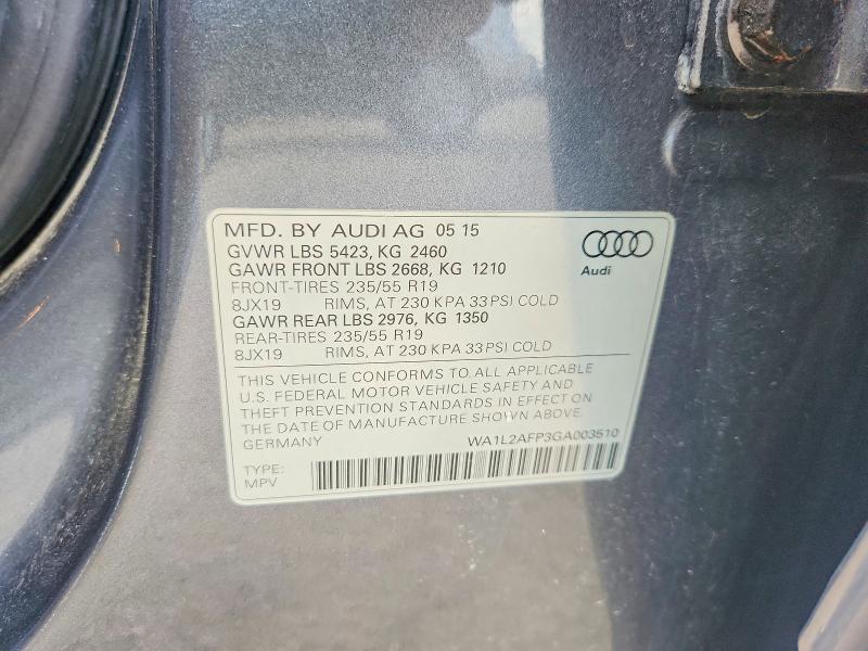 Aukcja sprzedaży 2016 Audi Q5, vin: WA1L2AFP3GA003510, numer aukcji: 63420046