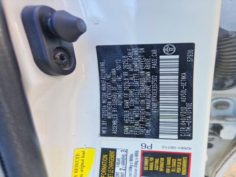 Aukcja sprzedaży 2014 Toyota Camry, vin: 4T4BF1FKXER357502, numer aukcji: 64334466