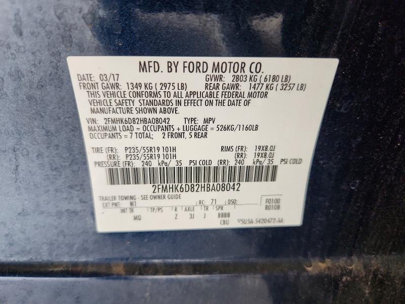 2017 Ford Flex მანქანა იყიდება აუქციონზე, vin: 2FMHK6D82HBA08042, აუქციონის ნომერი: 67035966