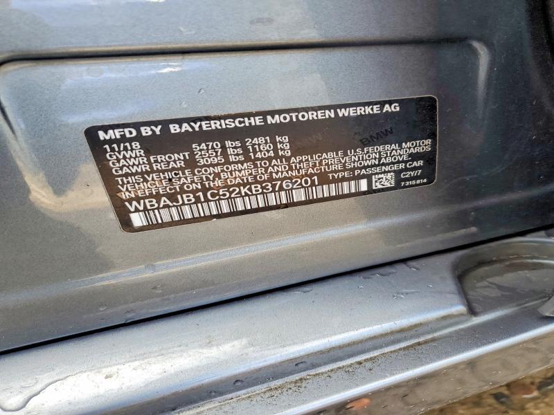 Aukcja sprzedaży 2019 Bmw 530xe, vin: WBAJB1C52KB376201, numer aukcji: 63906236
