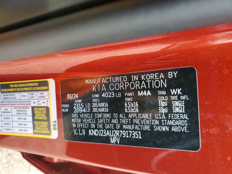 65304276 :رقم المزاد ، KNDJ23AU2R7917351 vin ، 2024 Kia Soul مزاد بيع