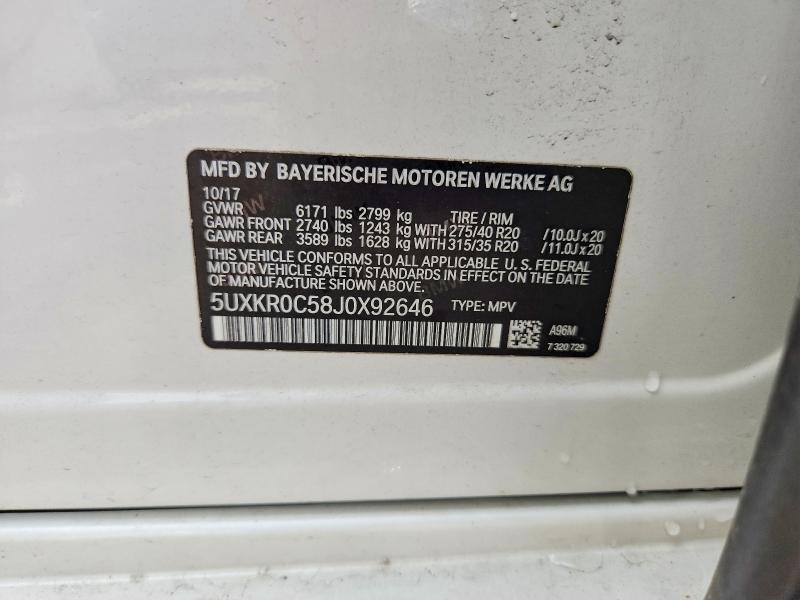 Продаж на аукціоні авто 2018 Bmw X5, vin: 5UXKR0C58J0X92646, номер лоту: 64692976