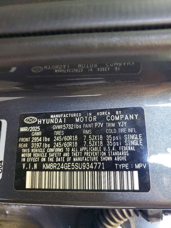 Продажа на аукционе авто 2025 Hyundai Palisade, vin: KM8R24GE5SU934771, номер лота: 64613046