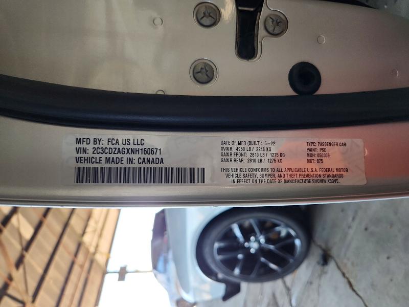 Auction sale of the 2022 Dodge Challenger, vin: 2C3CDZAGXNH160671, lot number: 65564366