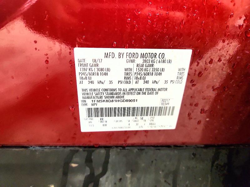 Aukcja sprzedaży 2017 Ford Explorer, vin: 1FM5K8D81HGD89051, numer aukcji: 66042866