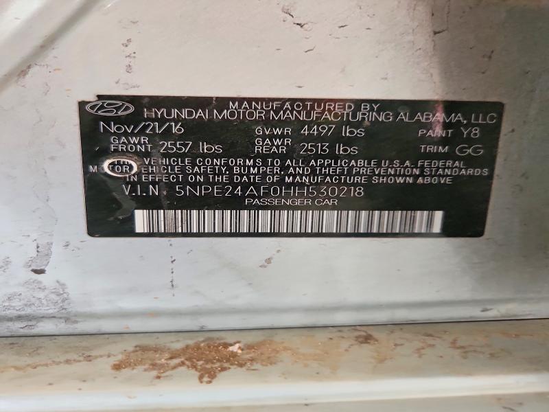 65530836 :رقم المزاد ، 5NPE24AF0HH530218 vin ، 2017 Hyundai Sonata مزاد بيع