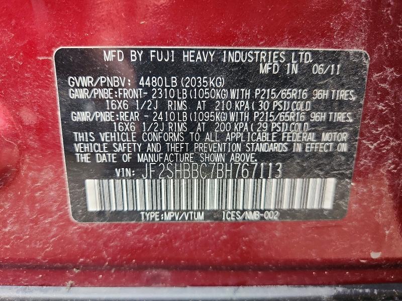 Aukcja sprzedaży 2011 Subaru Forester, vin: JF2SHBBC7BH767113, numer aukcji: 66905776