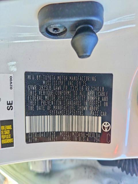 65144576 :رقم المزاد ، 5YFB4MDEXSP261185 vin ، 2025 Toyota Corolla مزاد بيع