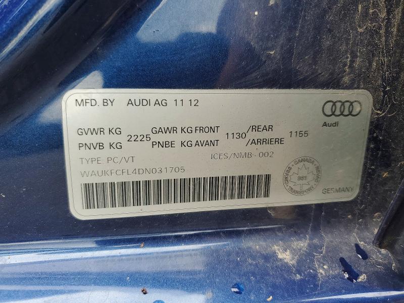 63233186 :رقم المزاد ، WAUKFCFL4DN031705 vin ، 2013 Audi A4 مزاد بيع