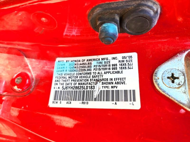 2005 Honda Element მანქანა იყიდება აუქციონზე, vin: 5J6YH28625L018371, აუქციონის ნომერი: 64837086