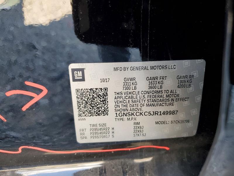 65866536 :رقم المزاد ، 1GNSKCKC5JR149987 vin ، 2018 Chevrolet Tahoe مزاد بيع
