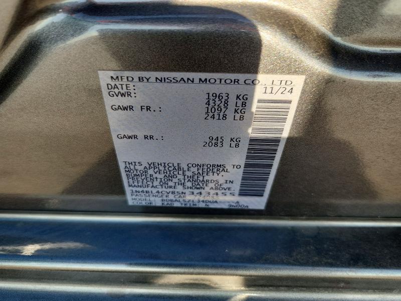 64707116 :رقم المزاد ، 1N4BL4CV8SN343455 vin ، 2025 Nissan Altima مزاد بيع