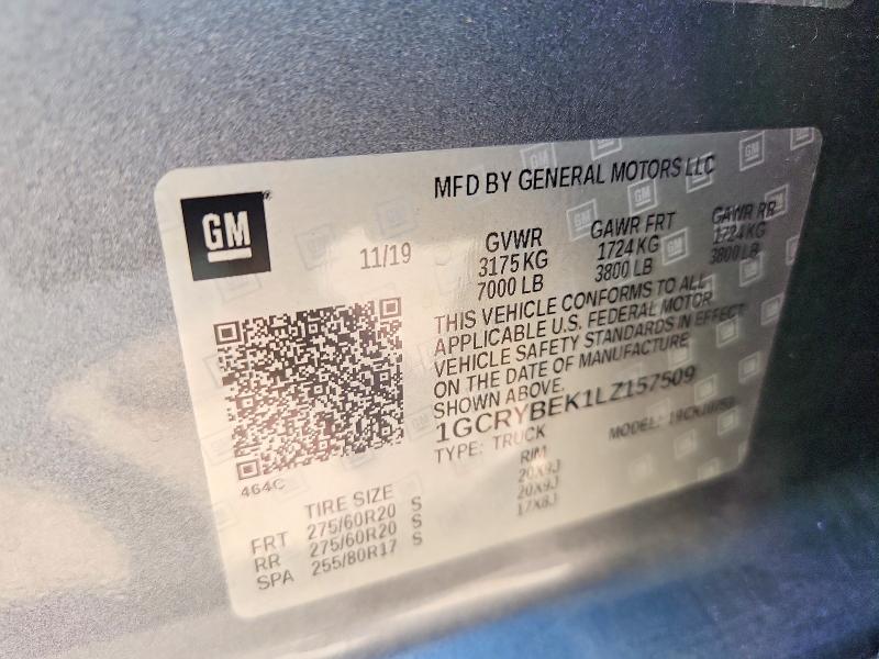 66285716 :رقم المزاد ، 1GCRYBEK1LZ157509 vin ، 2020 Chevrolet Silverado مزاد بيع