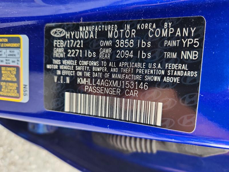 Продажа на аукционе авто 2021 Hyundai Elantra, vin: KMHLL4AGXMU153146, номер лота: 63745066
