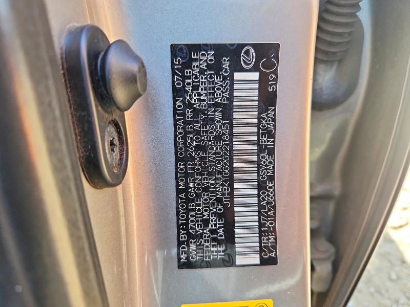 64290516 :رقم المزاد ، JTHBK1GG2G2218451 vin ، 2016 Lexus Es مزاد بيع