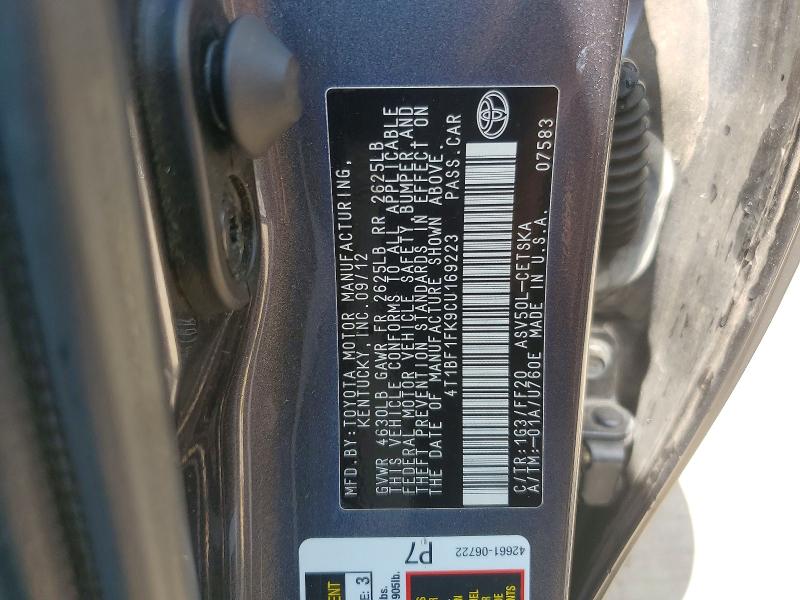 Продажа на аукционе авто 2012 Toyota Camry, vin: 4T1BF1FK9CU169223, номер лота: 66191286