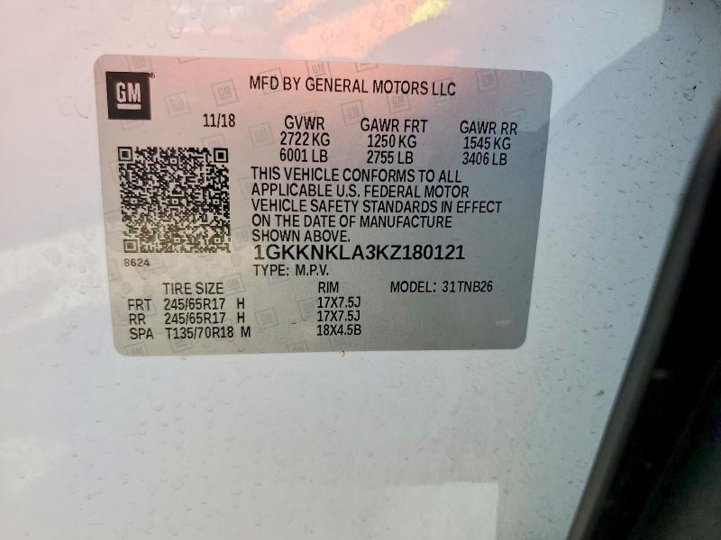 Продажа на аукционе авто 2019 Gmc Acadia, vin: 1GKKNKLA3KZ180121, номер лота: 64785496