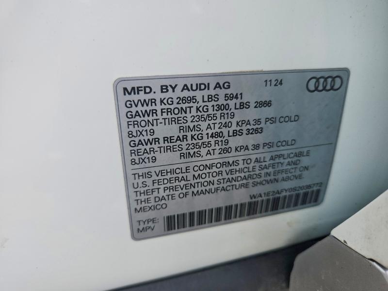 2025 Audi Q5 E მანქანა იყიდება აუქციონზე, vin: WA1E2AFY0S2035772, აუქციონის ნომერი: 63826496