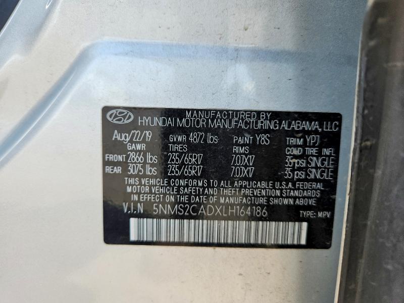 64340136 :رقم المزاد ، 5NMS2CADXLH164186 vin ، 2020 Hyundai Santa Fe مزاد بيع