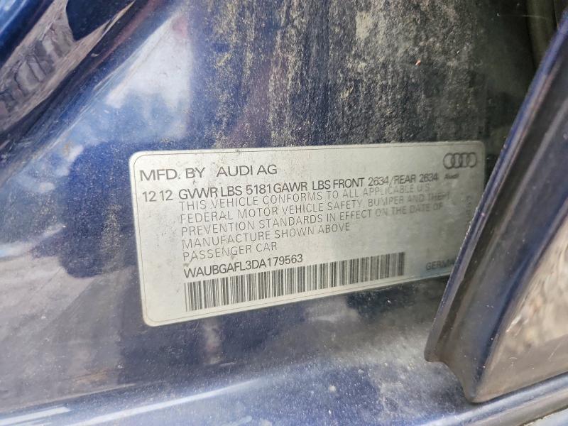 65171196 :رقم المزاد ، WAUBGAFL3DA179563 vin ، 2013 Audi S4 مزاد بيع