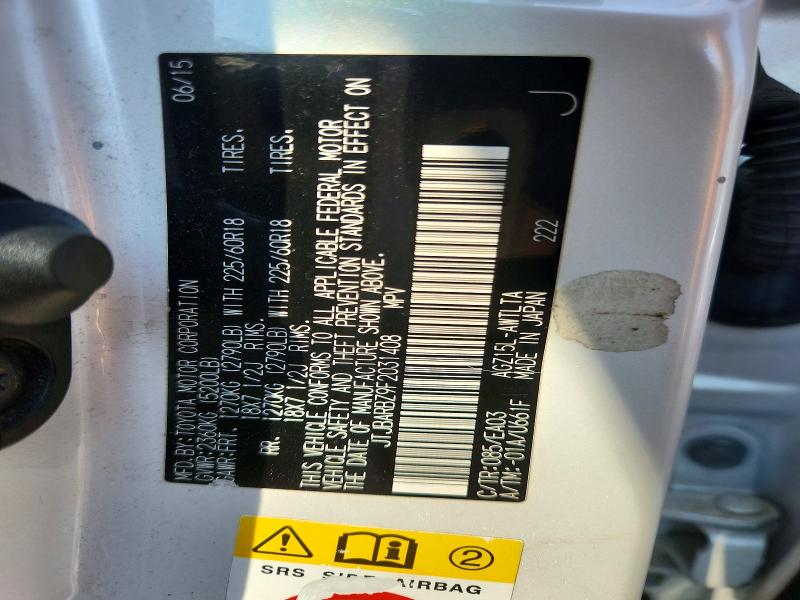 Aukcja sprzedaży 2015 Lexus Nx, vin: JTJBARBZ9F2031408, numer aukcji: 63183036