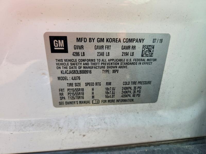 Продаж на аукціоні авто 2020 Buick Encore, vin: KL4CJASB3LB000916, номер лоту: 63022196
