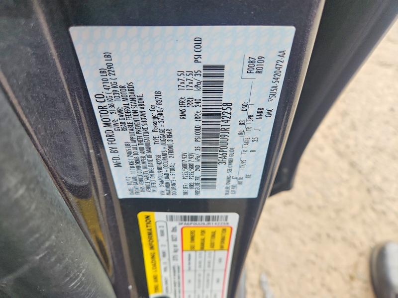 2018 Ford Fusion მანქანა იყიდება აუქციონზე, vin: 3FA6P0UU9JR142258, აუქციონის ნომერი: 66092236
