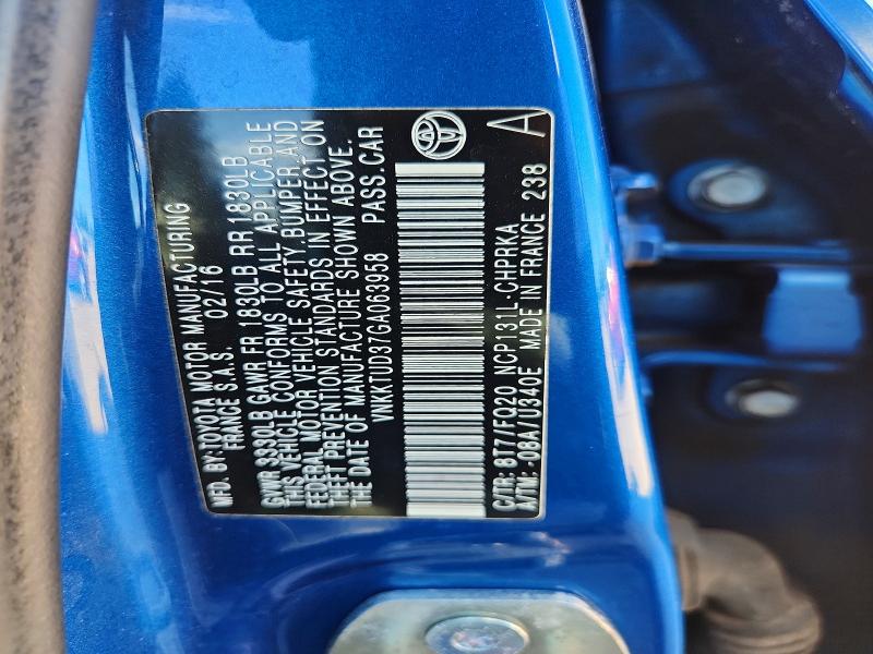 Продажа на аукционе авто 2016 Toyota Yaris, vin: VNKKTUD37GA063958, номер лота: 64021156