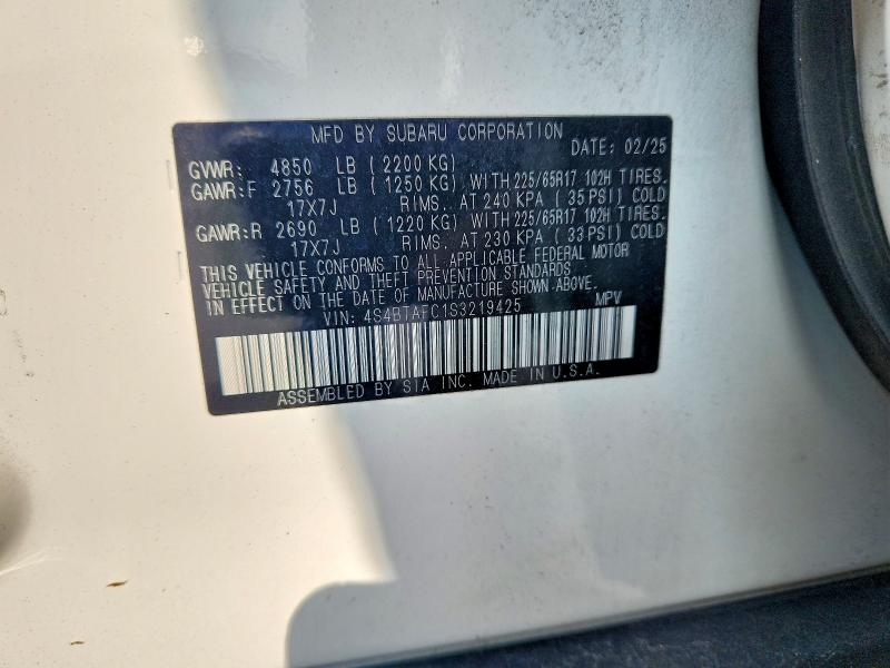 Продаж на аукціоні авто 2025 Subaru Outback, vin: 4S4BTAFC1S3219425, номер лоту: 65373916
