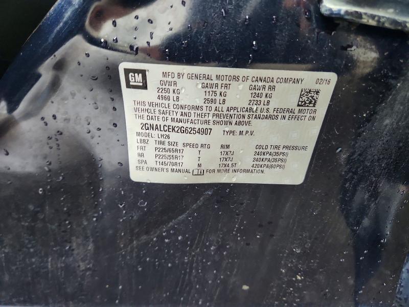Aukcja sprzedaży 2016 Chevrolet Equinox, vin: 2GNALCEK2G6254907, numer aukcji: 64599806