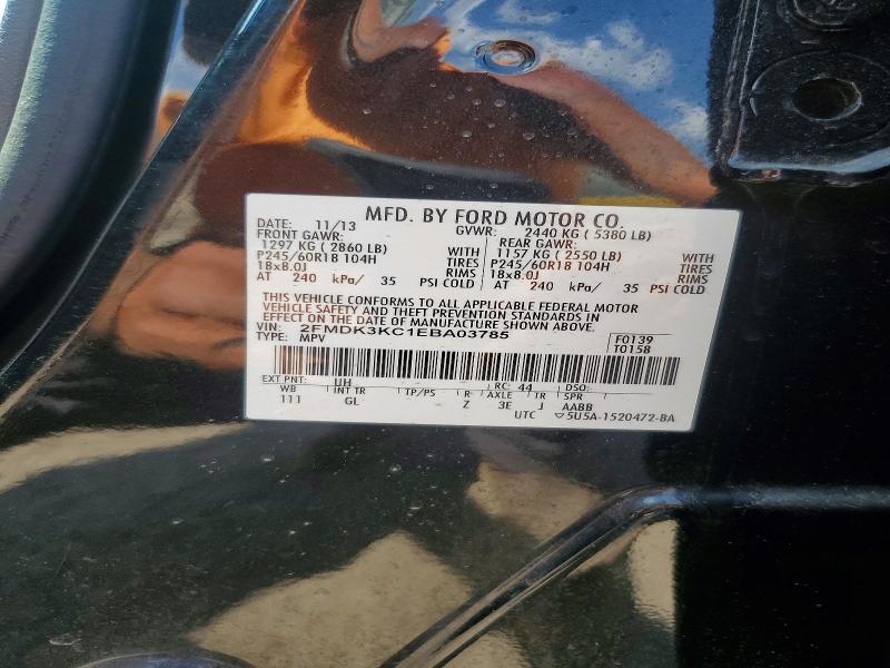 67120886 :رقم المزاد ، 2FMDK3KC1EBA03785 vin ، 2014 Ford Edge مزاد بيع