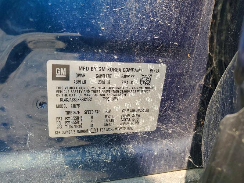 63676286 :رقم المزاد ، KL4CJASB5KB882332 vin ، 2019 Buick Encore مزاد بيع
