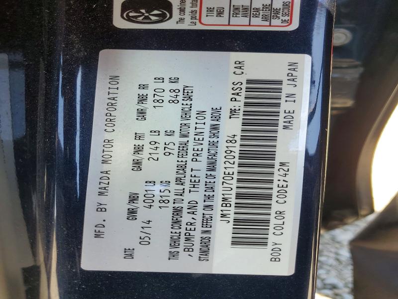 63434116 :رقم المزاد ، JM1BM1U70E1209184 vin ، 2014 Mazda 3 مزاد بيع
