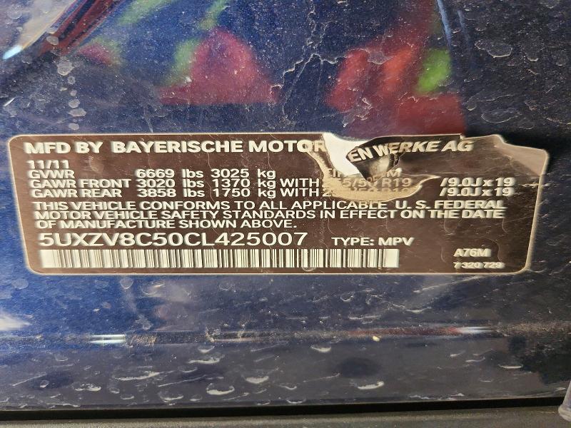 Aukcja sprzedaży 2012 Bmw X5, vin: 5UXZV8C50CL425007, numer aukcji: 64310786