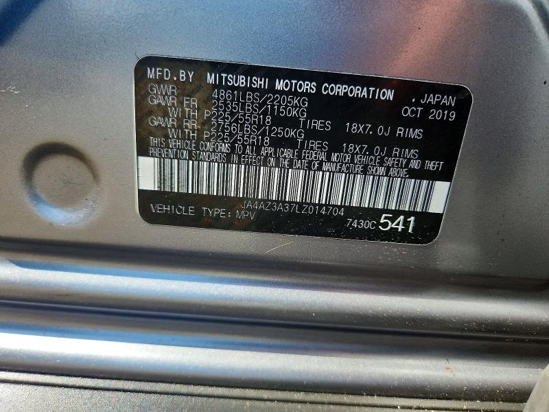 Продаж на аукціоні авто 2020 Mitsubishi Outlander, vin: JA4AZ3A37LZ014704, номер лоту: 66061506