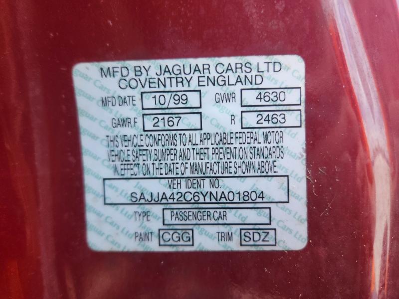 Продажа на аукционе авто 2000 Jaguar Xk8, vin: SAJJA42C6YNA01804, номер лота: 63681176