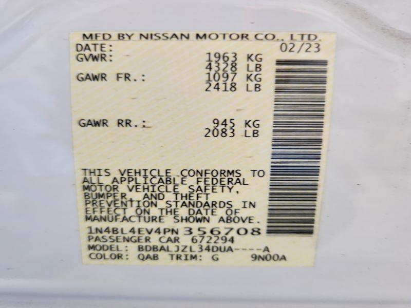 Auction sale of the 2023 Nissan Altima, vin: 1N4BL4EV4PN356708, lot number: 63609756