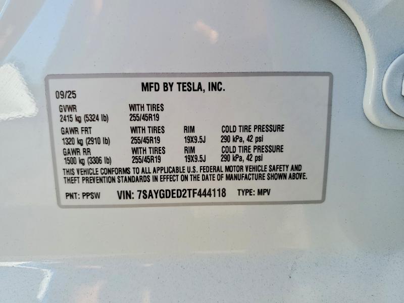 2026 Tesla Model Y მანქანა იყიდება აუქციონზე, vin: 7SAYGDED2TF444118, აუქციონის ნომერი: 65543776