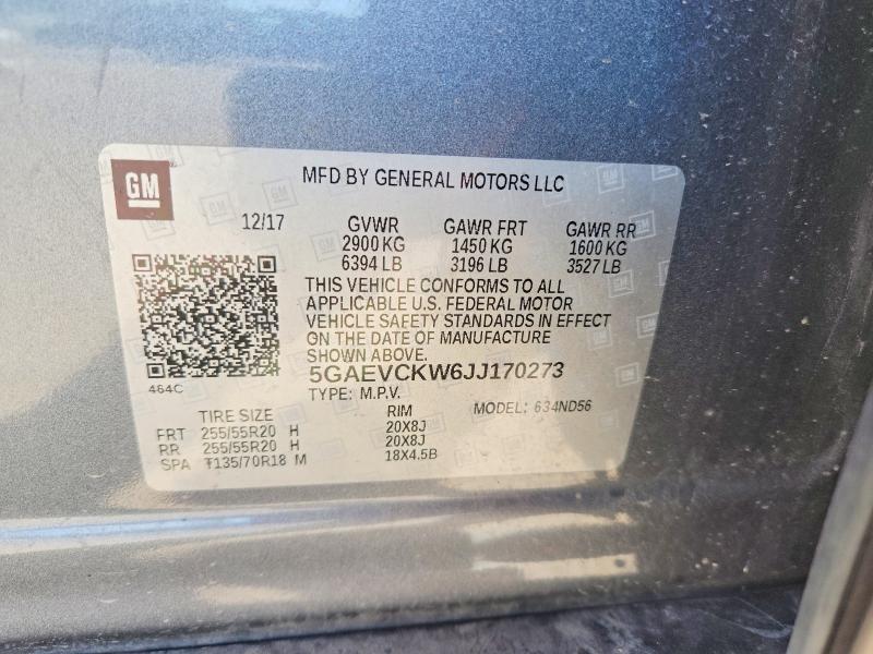 Aukcja sprzedaży 2018 Buick Enclave, vin: 5GAEVCKW6JJ170273, numer aukcji: 64447856