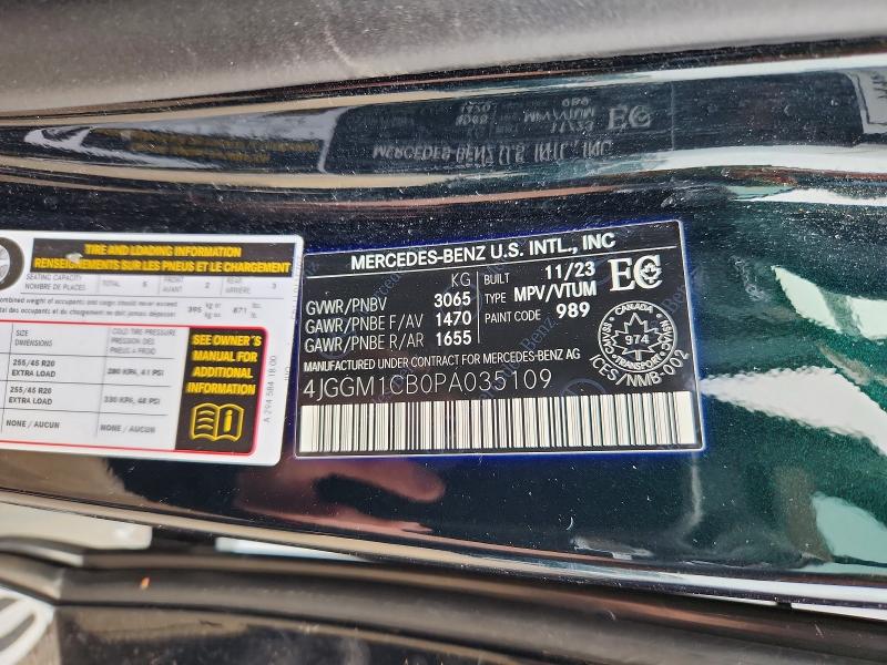 Aukcja sprzedaży 2023 Mercedes-benz Eqe Suv, vin: 4JGGM1CB0PA035109, numer aukcji: 64200946