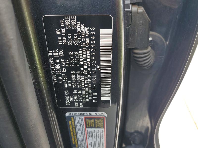 65902716 :رقم المزاد ، 5XYRL4LC2PG249433 vin ، 2023 Kia Sorento مزاد بيع