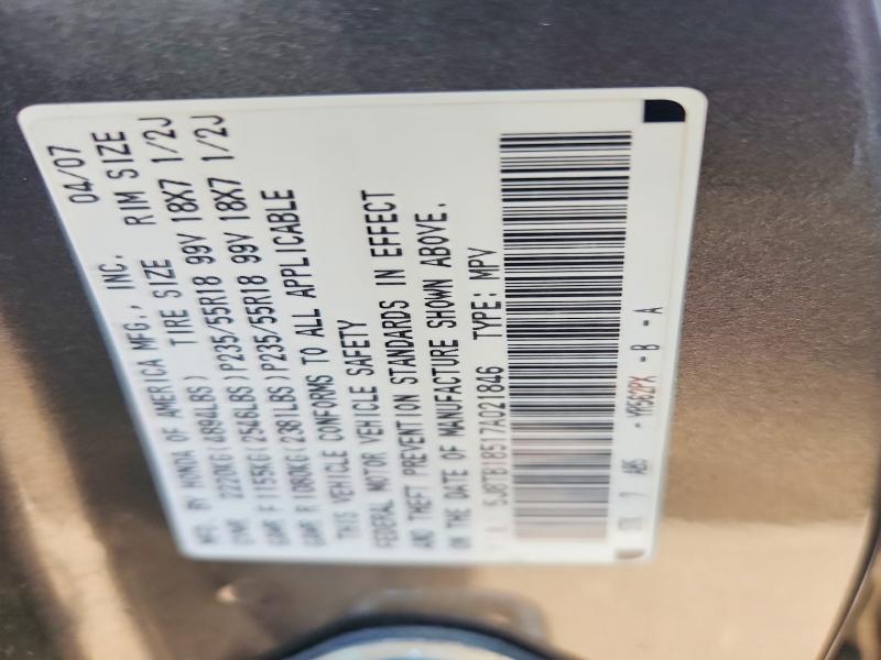 Aukcja sprzedaży 2007 Acura Rdx, vin: 5J8TB18517A021846, numer aukcji: 65546856