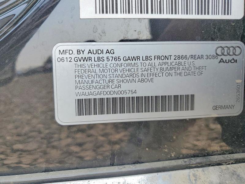 64432726 :رقم المزاد ، WAUAGAFD0DN005754 vin ، 2013 Audi A8 مزاد بيع